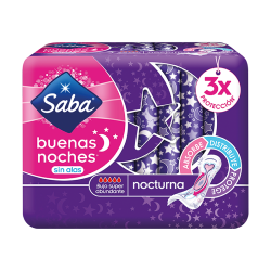 SABA BUENAS NOCHES TOALLA FEMENINA C/8 TOALLAS EXTRA LARGAS