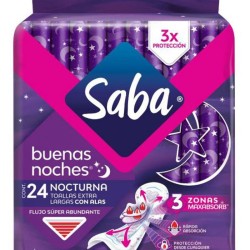EXHIBIDOR DE TOALLAS FEMENINAS SABA NOCTURNA C/24