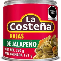 LATA DE CHILES JALAPEÑOS ENTEROS LA COSTEÑA DE 220 GR.